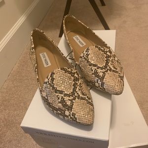 Tan snake skin flats